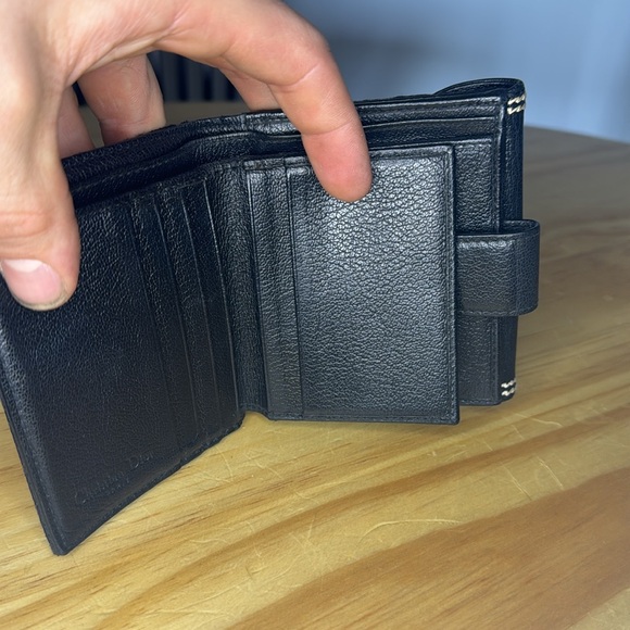 Authentic Christian Dior Trotter Saddle Wallet Black Canvas Floral Embroidery - Picture 7 of 9